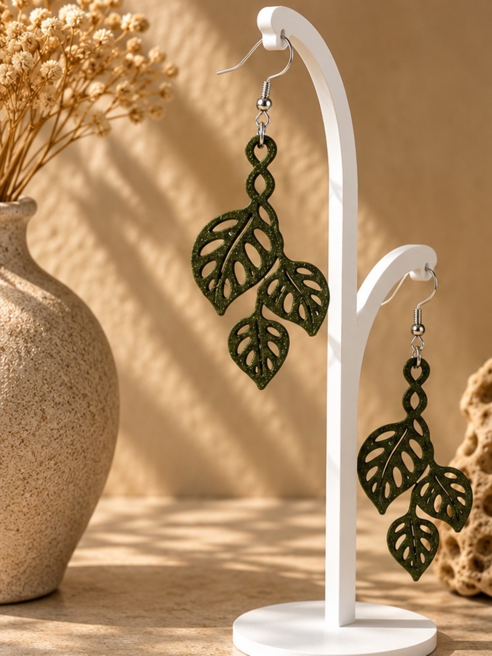Monstera Adansonii Leaf Earrings